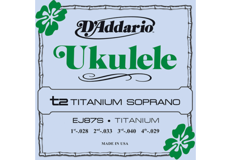 DAddario DÃ•Addario EJ87S T2 Titanium Soprano Ukulele Strings 