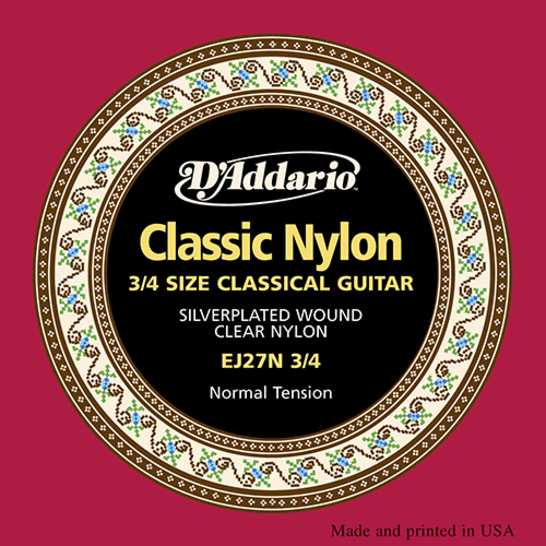 D'Addario EJ27N 3/4 Classic Nylon 3/4 Scale Normal Tension